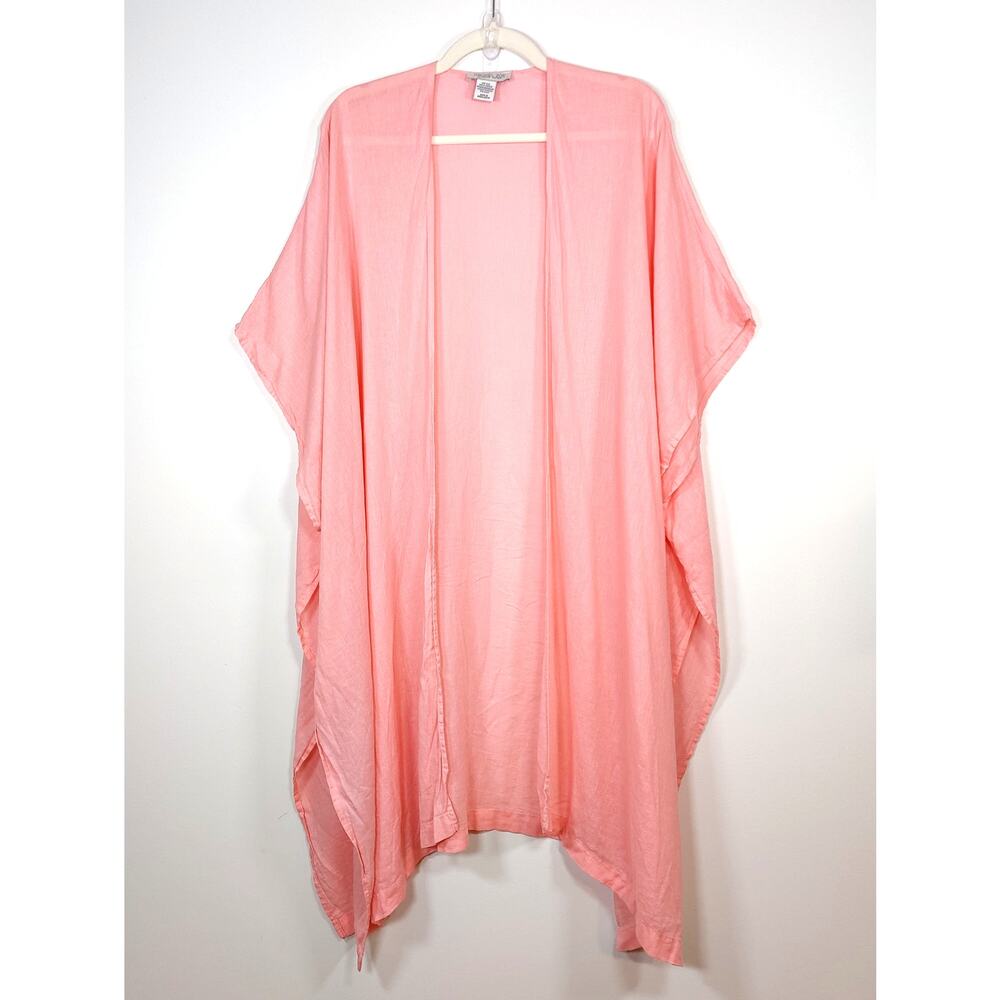 Rachel Zoe Linen Blend Kimono Cover Up Peach Pink One Size Resort